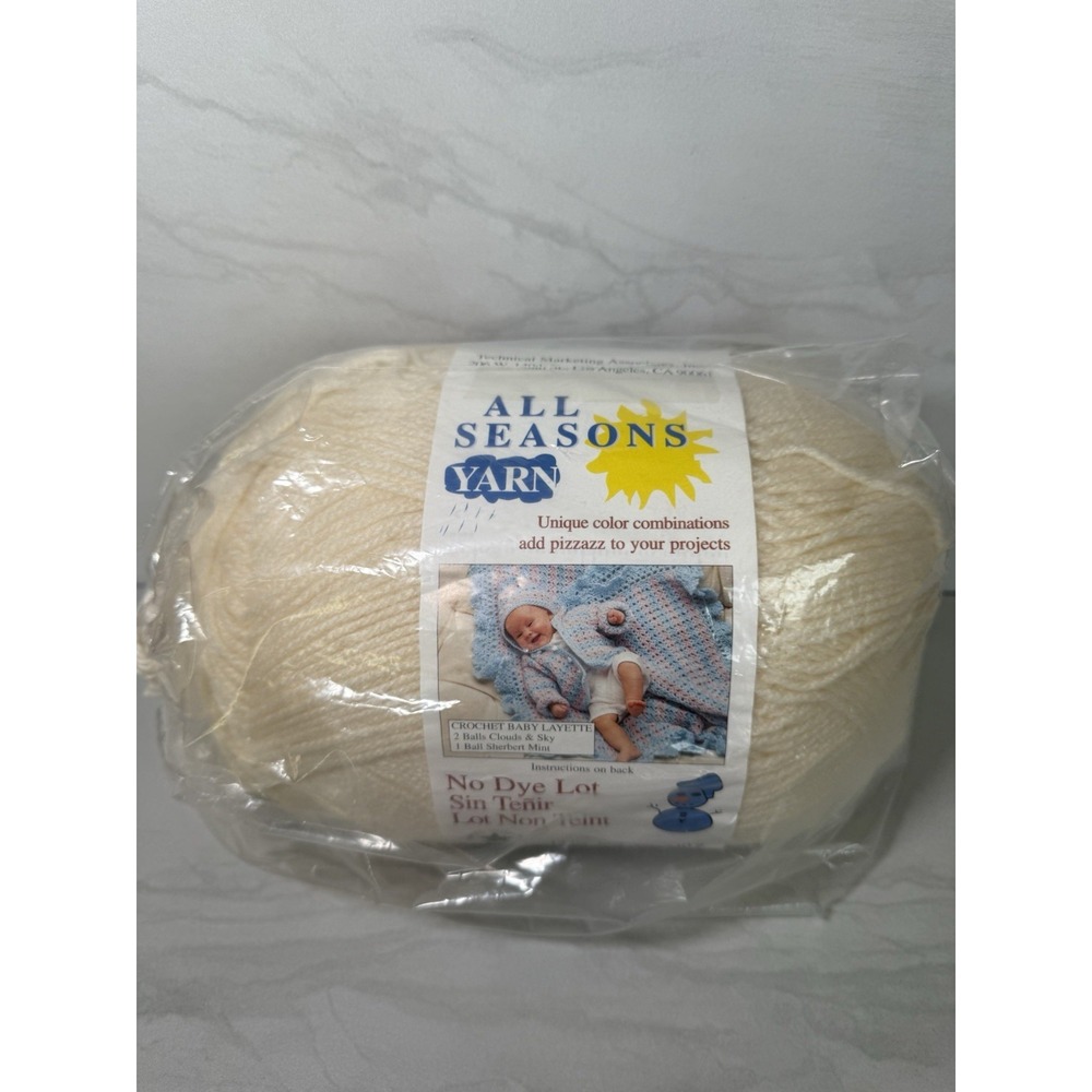All Seasons Baby Yarn - No‎ Dye Large 12 oz Skein In Off White E1-016